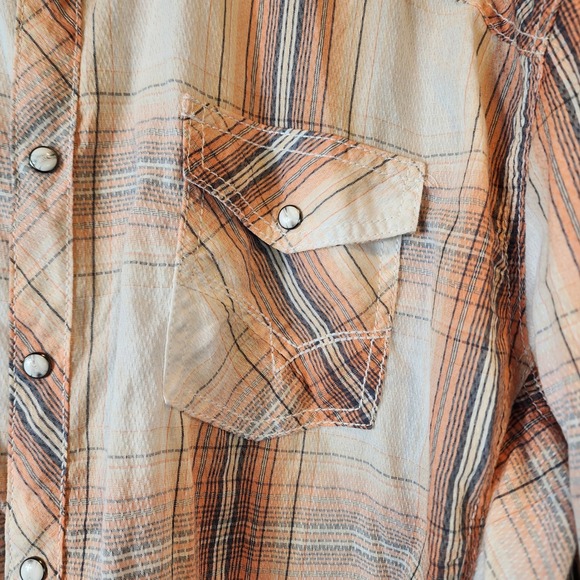 BKE Mens Athletic Fit Plaid Short Sleeve Snap Front Western Shirt 3XL - Picture 2 of 6